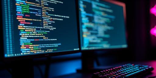 Gameplay code visible on dual monitors